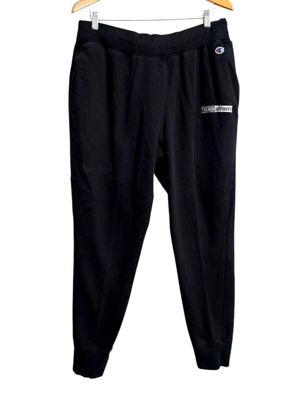 Champion Reverse Weave Black Joggers With Trench Approved Logo X-Large Cotton Bl